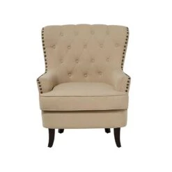 Beliani Fauteuil VIBORG - Beige Polyester -Meubelwinkel 028d5be9672e4918bf30f9dba7c722b6