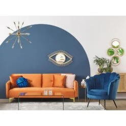 Beliani Driezitsbank - LUCAN Oranje Fluweel -Meubelwinkel 0ab025c3b8544666a513edcfea1f68c8