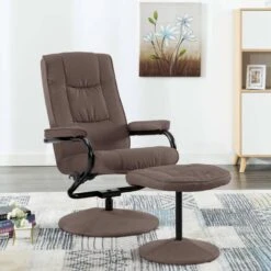 VidaXL Fauteuil Verstelbaar Met Voetenbankje Stof Bruin -Meubelwinkel 0ccd26d2c24247babe149bf3bb420f0e