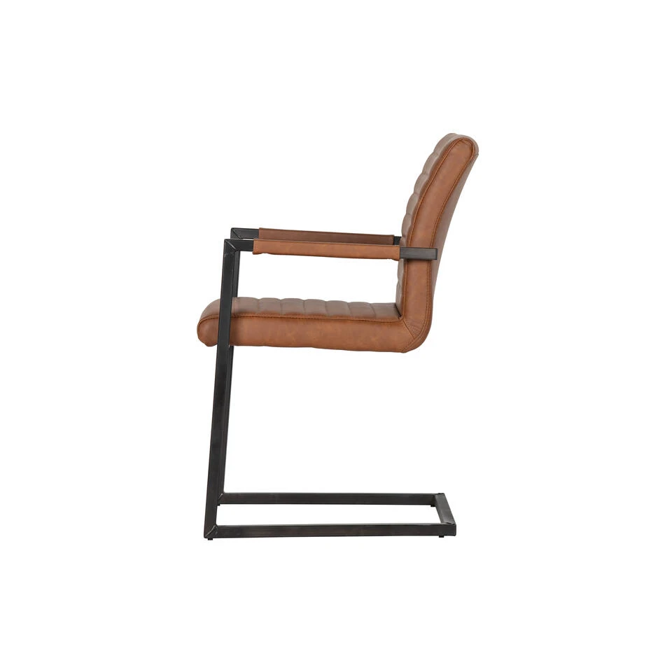 WOOOD Bas Eetkamerstoel - Pu - Cognac - Set Van 2 4 WOOOD Bas Eetkamerstoel - Pu - Cognac - Set Van 2 - Afbeelding 3