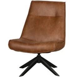 WOOOD Draaifauteuil Skyler - Kunstleer - Cognac - 94x67x85