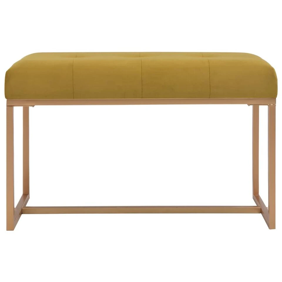 VidaXL Bankje 80 Cm Fluweel Mosterdkleurig 4 VidaXL Bankje 80 Cm Fluweel Mosterdkleurig - Afbeelding 2