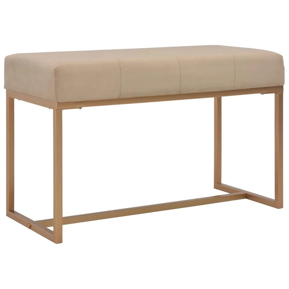 VidaXL Bankje 80 Cm Fluweel Beige 3 VidaXL Bankje 80 Cm Fluweel Beige