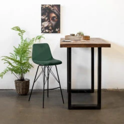 Barkruk Donkergroen Velvet Stof - Zithoogte 76cm - Zonder Armleuning - Barkruk -Meubelwinkel 1000027421 0103