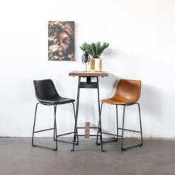 Barkruk Industrieel - Zithoogte 75cm - PU-Leer & Metaal - Barkruk Logan -Meubelwinkel 1000027440 0103