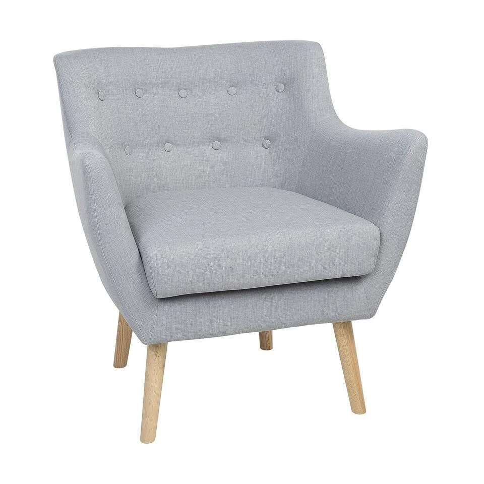 Beliani Fauteuil DRAMMEN - Grijs Polyester 3 Beliani Fauteuil DRAMMEN - Grijs Polyester