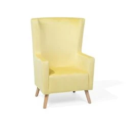 Beliani Oorfauteuil ONEIDA - Geel Fluweel