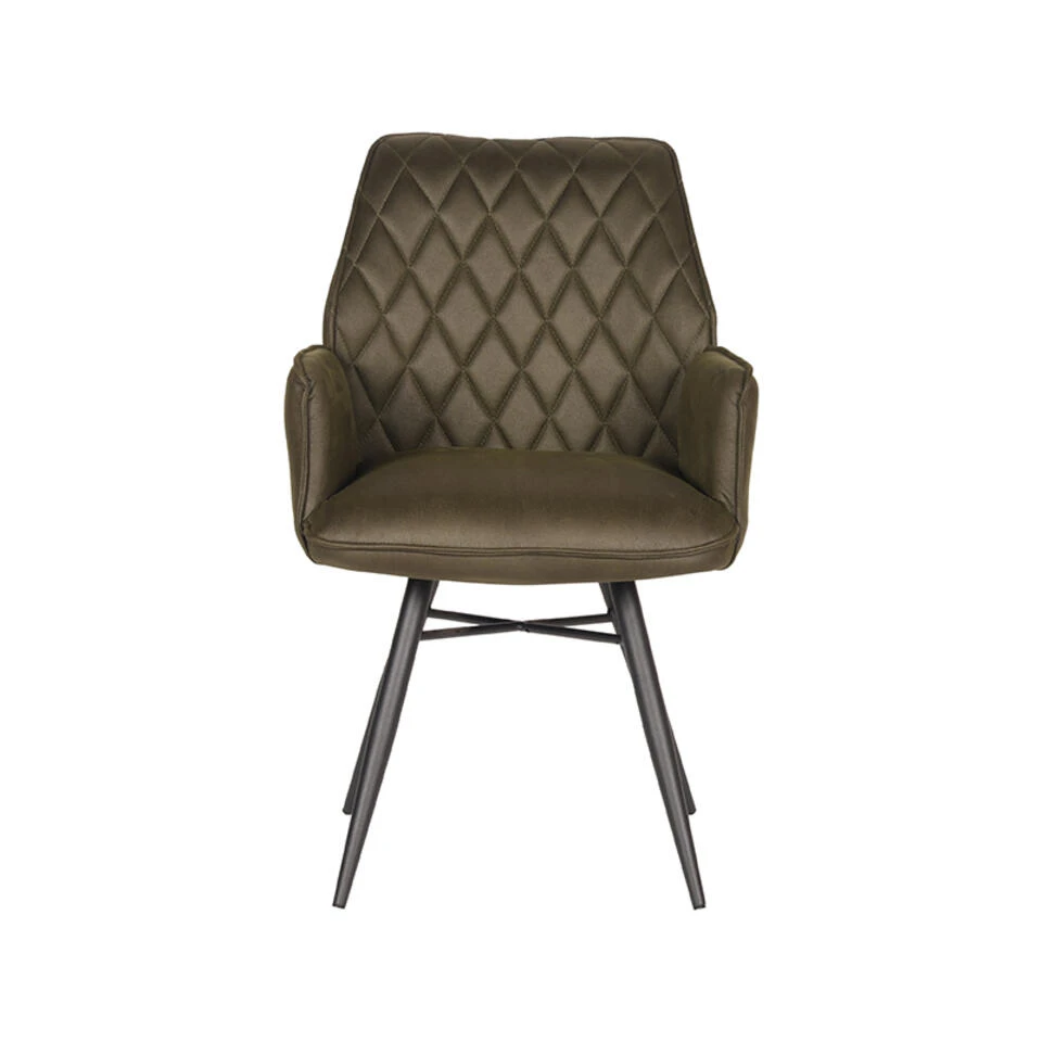 LABEL51 Eetkamerstoel Bink - Army Green - Microfiber 4 LABEL51 Eetkamerstoel Bink - Army Green - Microfiber - Afbeelding 2