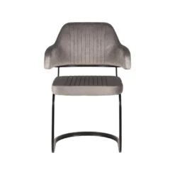 LABEL51 Eetkamerstoel Otta - Grijs - Fluweel -Meubelwinkel 1000028389 0102