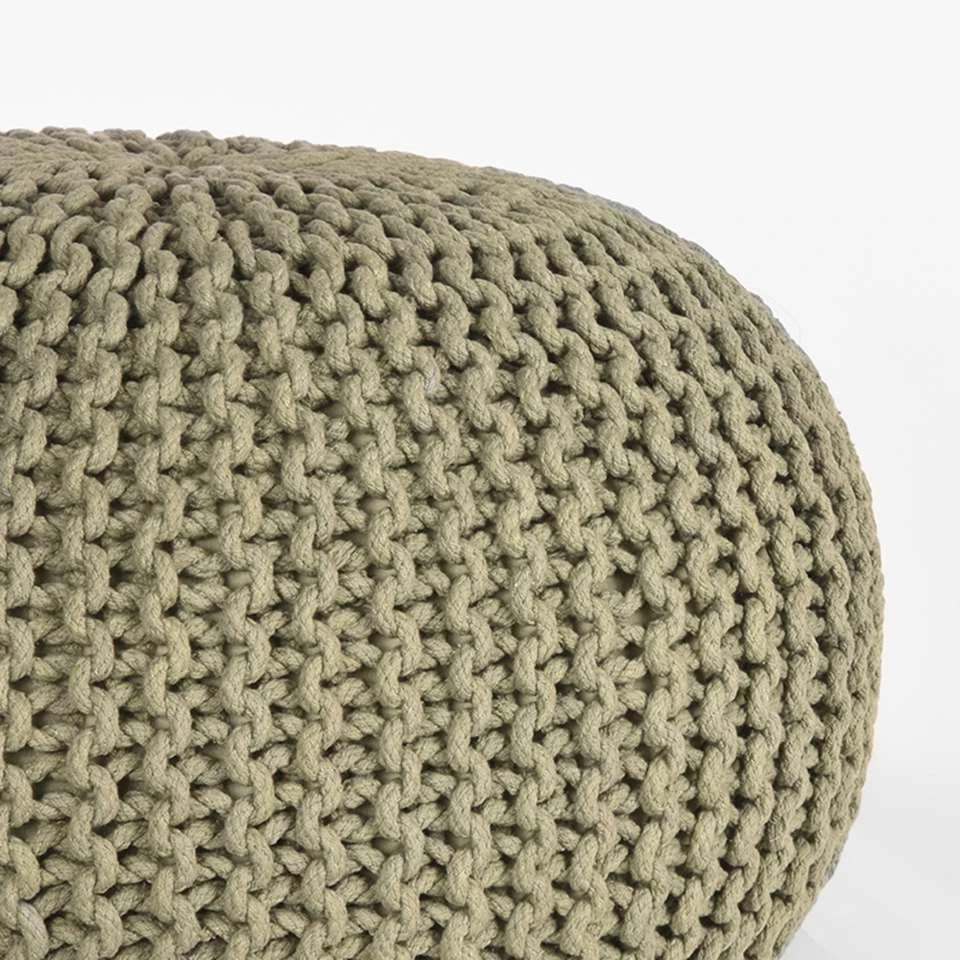 LABEL51 Poef Knitted - Olijfgroen - Katoen - M 4 LABEL51 Poef Knitted - Olijfgroen - Katoen - M - Afbeelding 2
