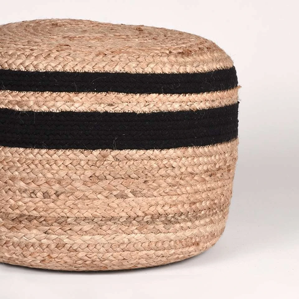 LABEL51 Poef Jute - Zwart - Jute - 50cm 4 LABEL51 Poef Jute - Zwart - Jute - 50cm - Afbeelding 2