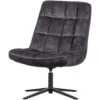 WOOOD Job Draaifauteuil - Velvet - Antraciet - 101x70x85 -Meubelwinkel 1000031100