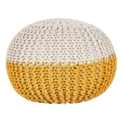 Beliani Poef CONRAD - Geel Katoen