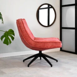 Fauteuil Draaibaar Tommy Velvet Roze - Stof - Roze -Meubelwinkel 1000041991 0102