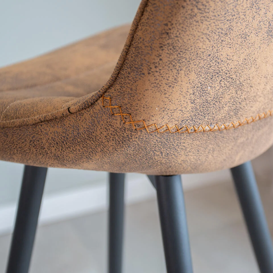 Industriële Barkruk Kenton Bruin - Zithoogte 76 Cm - Stof - Bruin 5 Industriële Barkruk Kenton Bruin - Zithoogte 76 Cm - Stof - Bruin - Afbeelding 3