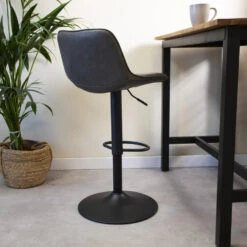 Industriële Barkruk Jason Antraciet - Zithoogte 59 Cm - Kunstleder - Grijs -Meubelwinkel 1000042391 0102