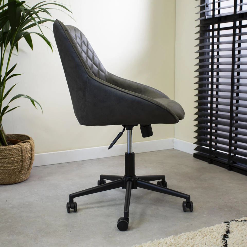 Industriële Draaibare Bureaustoel Emily Antraciet 64,50x60x84 Cm Stof 4 Industriële Draaibare Bureaustoel Emily Antraciet 64,50x60x84 Cm Stof - Afbeelding 2