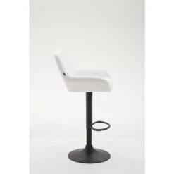 CLP Barkruk Braga Zwart Frame Kunstleer - Wit -Meubelwinkel 1000043258 0102