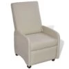 VidaXL Fauteuil Inklapbaar Kunstleer Crème 2 VidaXL Fauteuil Inklapbaar Kunstleer Crème -Meubelwinkel 1000043915