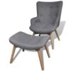 VidaXL Fauteuil Met Voetenbankje Grijs Stof -Meubelwinkel 1000043975