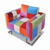 VidaXL Fauteuil Met Patchwork Ontwerp En Verchroomde Poten Kubus Stof -Meubelwinkel 1000043982