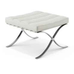 Expo Hocker Wit Premium Leer - Leder - Wit