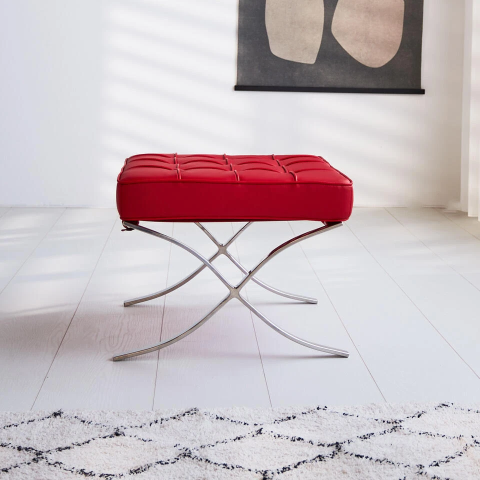 Expo Hocker Rood Premium Leer - Leder - Rood 4 Expo Hocker Rood Premium Leer - Leder - Rood - Afbeelding 2