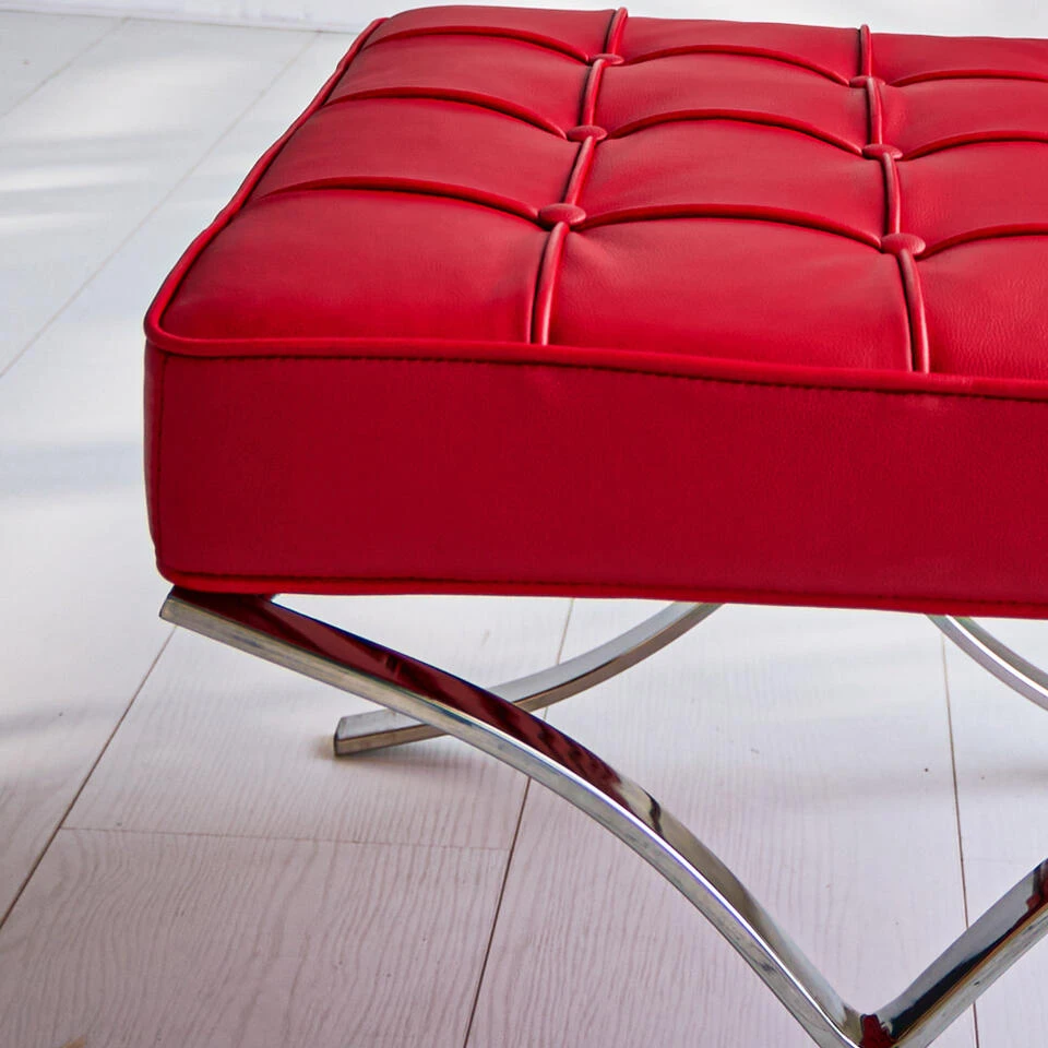 Expo Hocker Rood Premium Leer - Leder - Rood 5 Expo Hocker Rood Premium Leer - Leder - Rood - Afbeelding 3