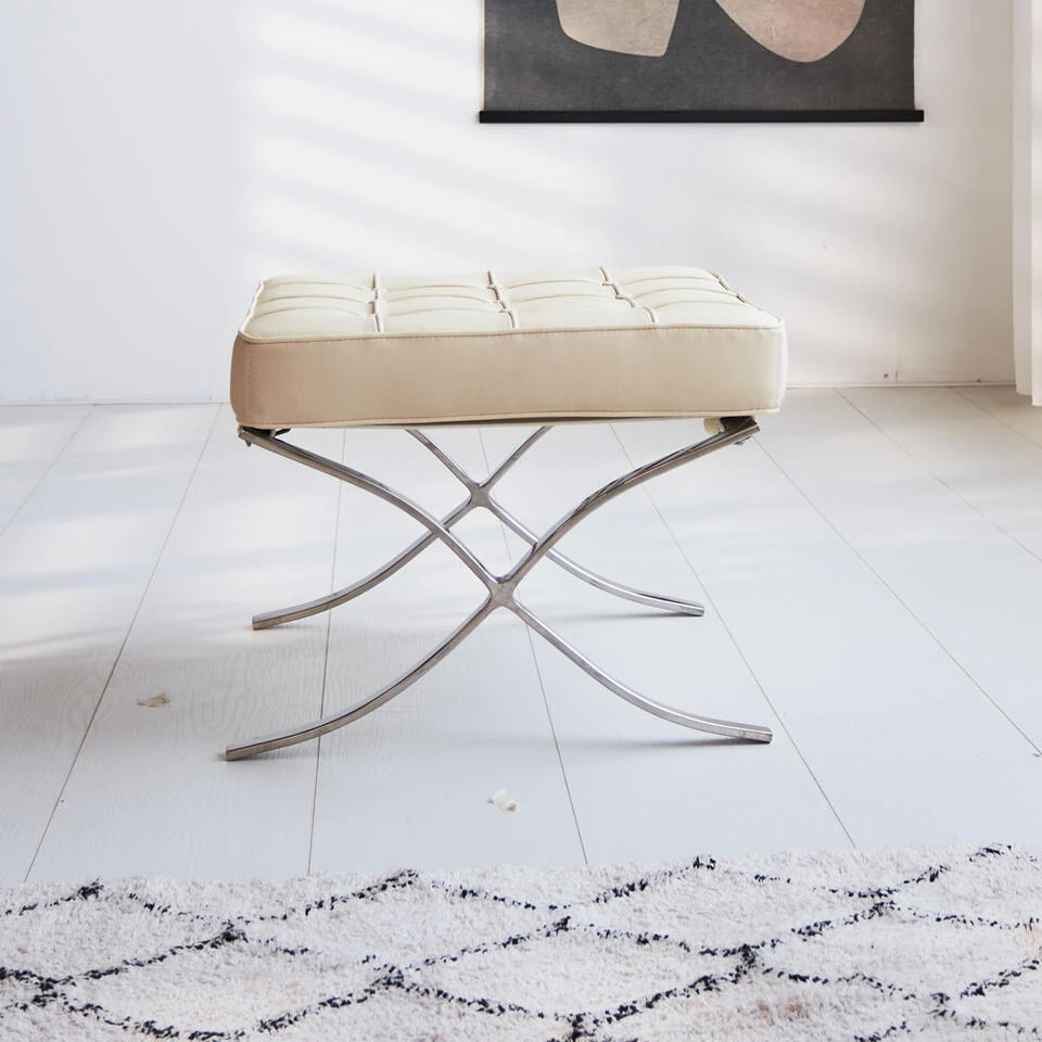 Expo Hocker Creme Premium Leer - Leder - Crème 4 Expo Hocker Creme Premium Leer - Leder - Crème - Afbeelding 2