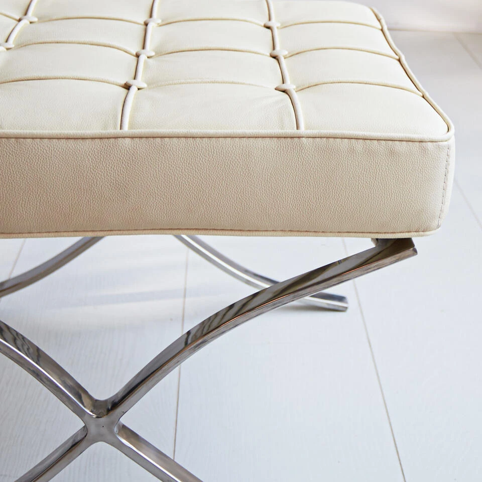 Expo Hocker Creme Premium Leer - Leder - Crème 5 Expo Hocker Creme Premium Leer - Leder - Crème - Afbeelding 3