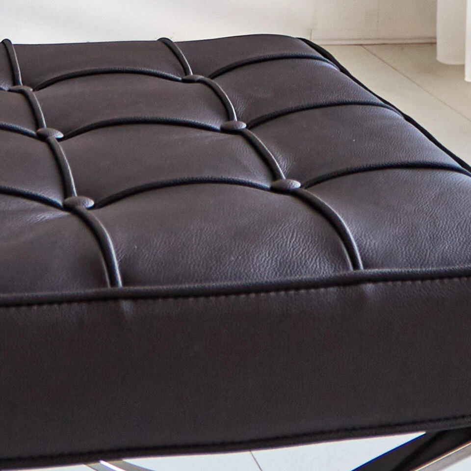 Expo Hocker Donkerbruin Premium Leer - Leder - Bruin 4 Expo Hocker Donkerbruin Premium Leer - Leder - Bruin - Afbeelding 2