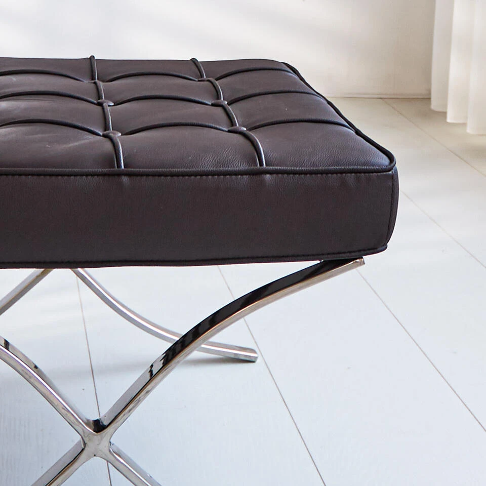 Expo Hocker Donkerbruin Premium Leer - Leder - Bruin 5 Expo Hocker Donkerbruin Premium Leer - Leder - Bruin - Afbeelding 3