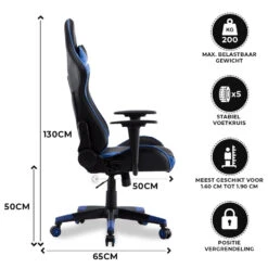 Gamestoel Las Vegas - Zwart / Blauw - Gaming Stoel - Bureaustoel -Meubelwinkel 1000050256 0102