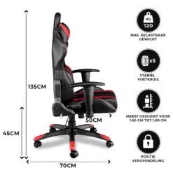 Ocazi Chicago Gaming Stoel - Bureaustoel - Zwart/Rood 8 Ocazi Chicago Gaming Stoel - Bureaustoel - Zwart/Rood -Meubelwinkel 1000050275 0102