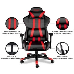 Ocazi Chicago Gaming Stoel - Bureaustoel - Zwart/Rood 9 Ocazi Chicago Gaming Stoel - Bureaustoel - Zwart/Rood -Meubelwinkel 1000050275 0103