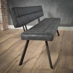 Hoyz - Eetkamerbank 150 Cm - Kunstleer - 4 Personen - Grijs -Meubelwinkel 1000051488 0103