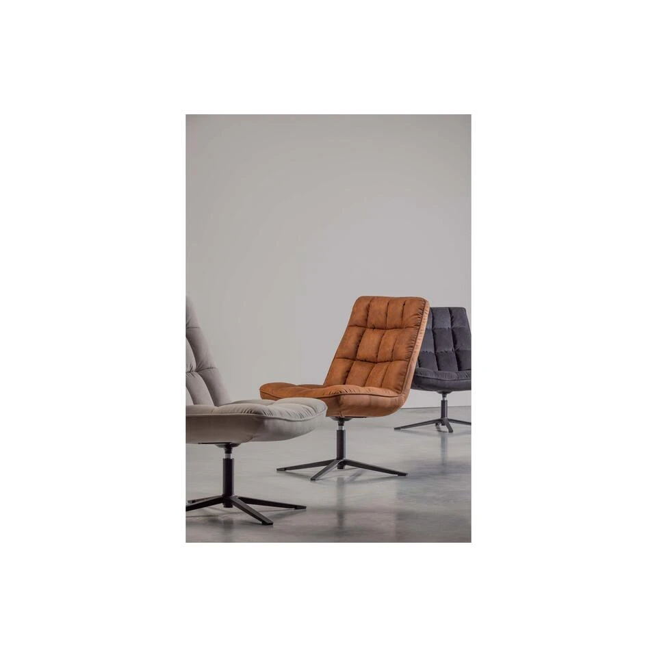 WOOOD Dirkje Draaifauteuil - Leerlook - Cognac - 101x70x85 5 WOOOD Dirkje Draaifauteuil - Leerlook - Cognac - 101x70x85 - Afbeelding 3