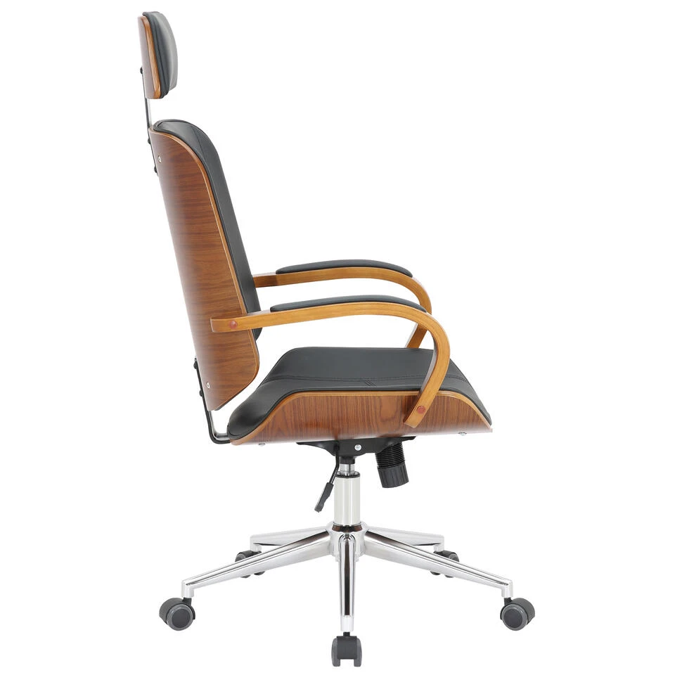 Clp Bureaustoel Dayton Walnoot Frame Zwart 5 Clp Bureaustoel Dayton Walnoot Frame Zwart - Afbeelding 3