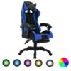VidaXL Racestoel Met RGB LED-verlichting Kunstleer Blauw En Zwart -Meubelwinkel 1000056054