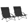VidaXL Strandstoelen 2 St Inklapbaar Stof Zwart 1 VidaXL Strandstoelen 2 St Inklapbaar Stof Zwart -Meubelwinkel 1000056430
