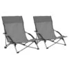 VidaXL Strandstoelen 2 St Inklapbaar Stof Grijs -Meubelwinkel 1000056434