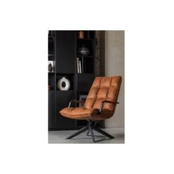 WOOOD Jouke Draaifauteuil Met Armleuning - Kunstleer - Cognac - 96x70x85 -Meubelwinkel 1000062312 0102