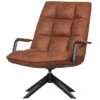 WOOOD Jouke Draaifauteuil Met Armleuning - Kunstleer - Cognac - 96x70x85 -Meubelwinkel 1000062312