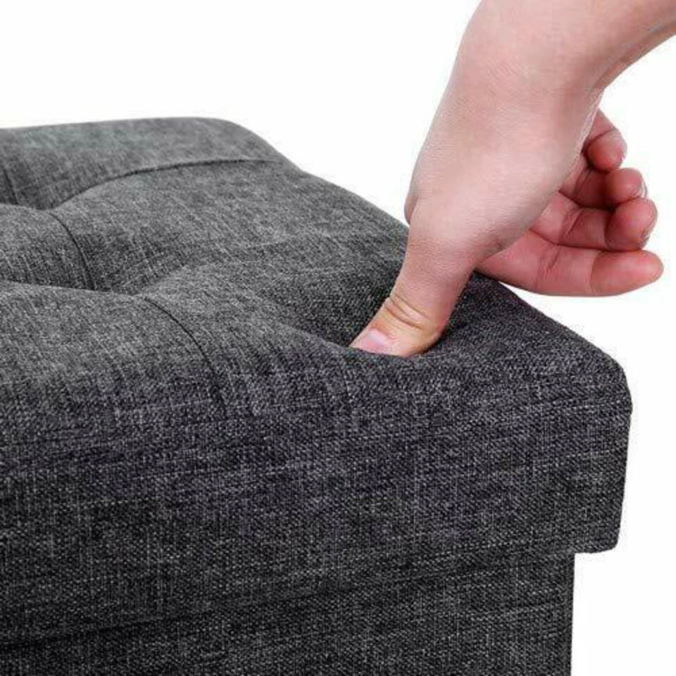 Poef - Opvouwbaar - Zonder Poten - Stof - 38 Cm - Donkergrijs 5 Poef - Opvouwbaar - Zonder Poten - Stof - 38 Cm - Donkergrijs - Afbeelding 3