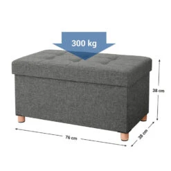 Poef - Opvouwbaar - Met Poten - Stof - 76 Cm - Donkergrijs 9 Poef - Opvouwbaar - Met Poten - Stof - 76 Cm - Donkergrijs -Meubelwinkel 1000068050 0103