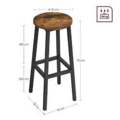 ACAZA Set Van 2 Barkrukken, Hoogte 75 Cm, Vintage Bruin-zwart -Meubelwinkel 1000068131 0102