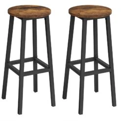 ACAZA Set Van 2 Barkrukken, Hoogte 75 Cm, Vintage Bruin-zwart