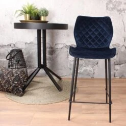 DS4U® Ruby Barkruk Velvet - Stof - Blauw 8 DS4U® Ruby Barkruk Velvet - Stof - Blauw -Meubelwinkel 1000069036 0102