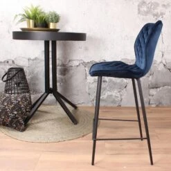 DS4U® Ruby Barkruk Velvet - Stof - Blauw 9 DS4U® Ruby Barkruk Velvet - Stof - Blauw -Meubelwinkel 1000069036 0103