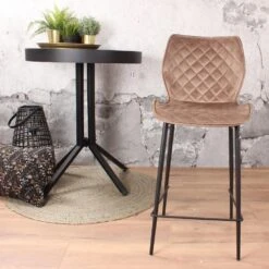 DS4U® Ruby Barkruk Velvet - Stof - Beige -Meubelwinkel 1000069047 0102